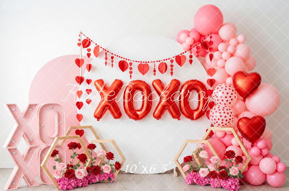 Kate Valentine XOXO Balloons Hearts Backdrop Designed by Patty Roberts