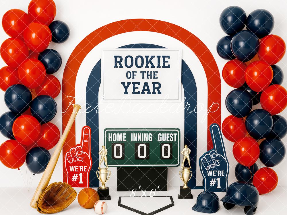Kate Rookie Of The Year Baseball Balloons Backdrop Designed by Patty Roberts - Kate Backdrop AU
