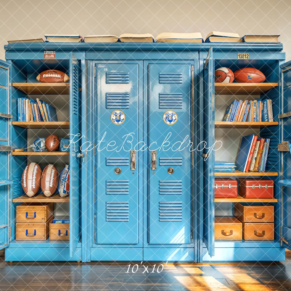 Kate Blue School Locker Books Sports Backdrop Designed by Emetselch - Kate Backdrop AU