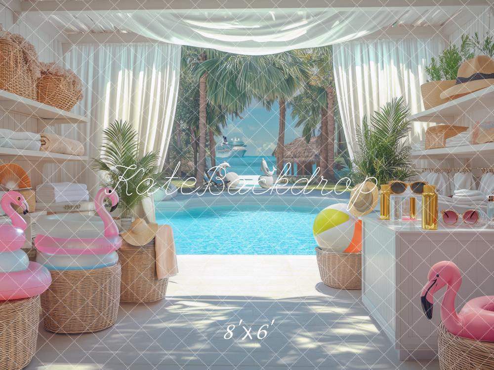Kate Summer Poolside Flamingo Backdrop Designed by Mini MakeBelieve - Kate Backdrop AU