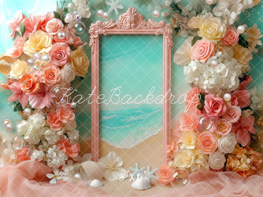 Kate Flower Arch Seaside Pearls Backdrop Designed by Mini MakeBelieve - Kate Backdrop AU
