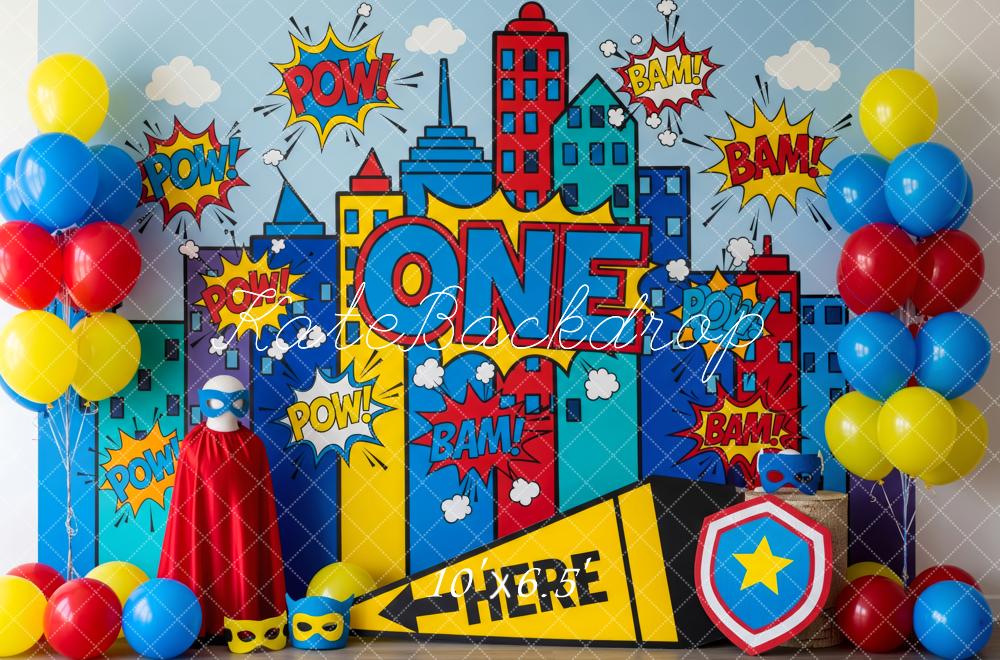 Kate Superhero Comic One Cityscape Backdrop Designed by Patty Roberts