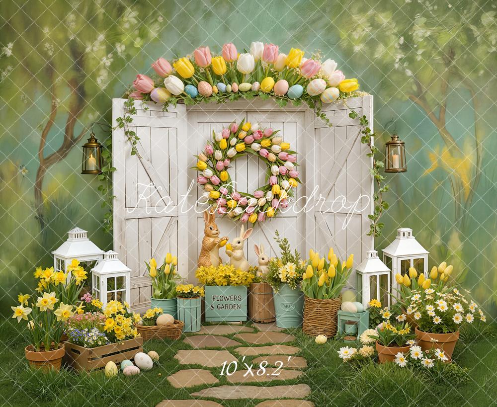 Kate Easter Bunny Tulips Backdrop Designed by Chain