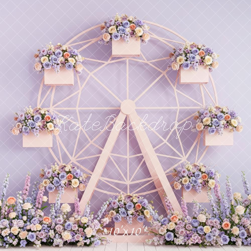 Kate Ferris Wheel Floral Lavender Backdrop Designed by Patty Roberts