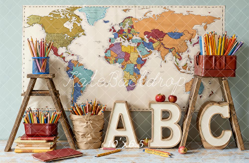 Kate Back To School World Map Backdrop Designed by Emetselch - Kate Backdrop AU