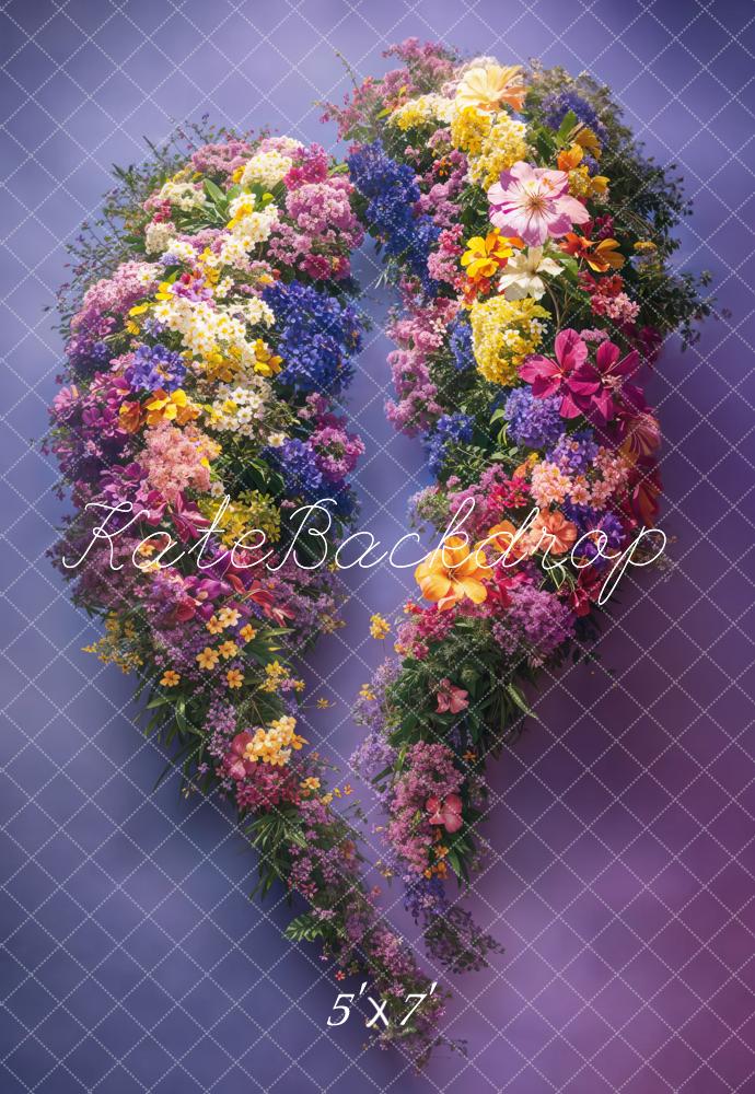 Kate Newborn Flower Heart Purple Backdrop Designed by Emetselch