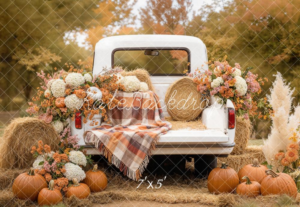 Kate Fall Truck Pumpkins Hay Backdrop Designed by Emetselch