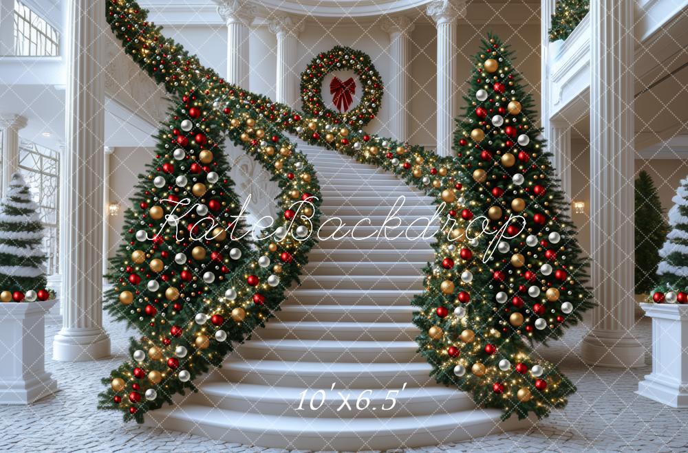 Kate Christmas Cascading Stairs Christmas Trees Backdrop Designed by Mini MakeBelieve - Kate Backdrop AU
