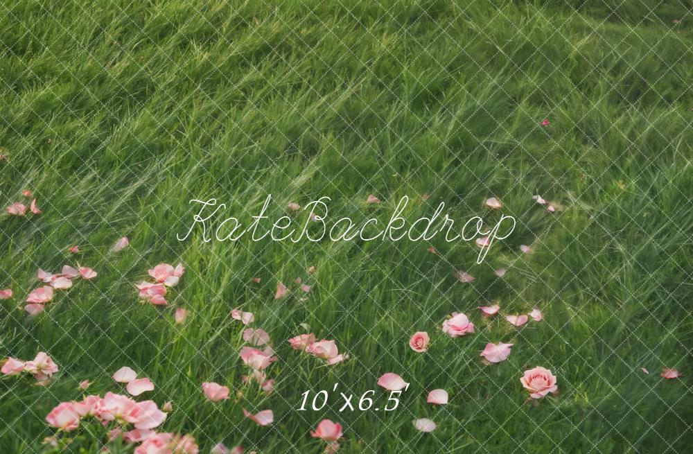 Kate Green Grass Rose Fleece Backdrop Designed by Chain