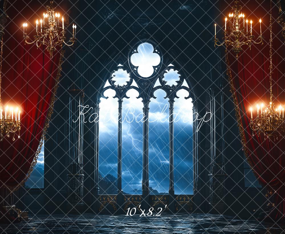 Kate Gothic Windows Chandeliers Curtains Backdrop Designed by Emetselch