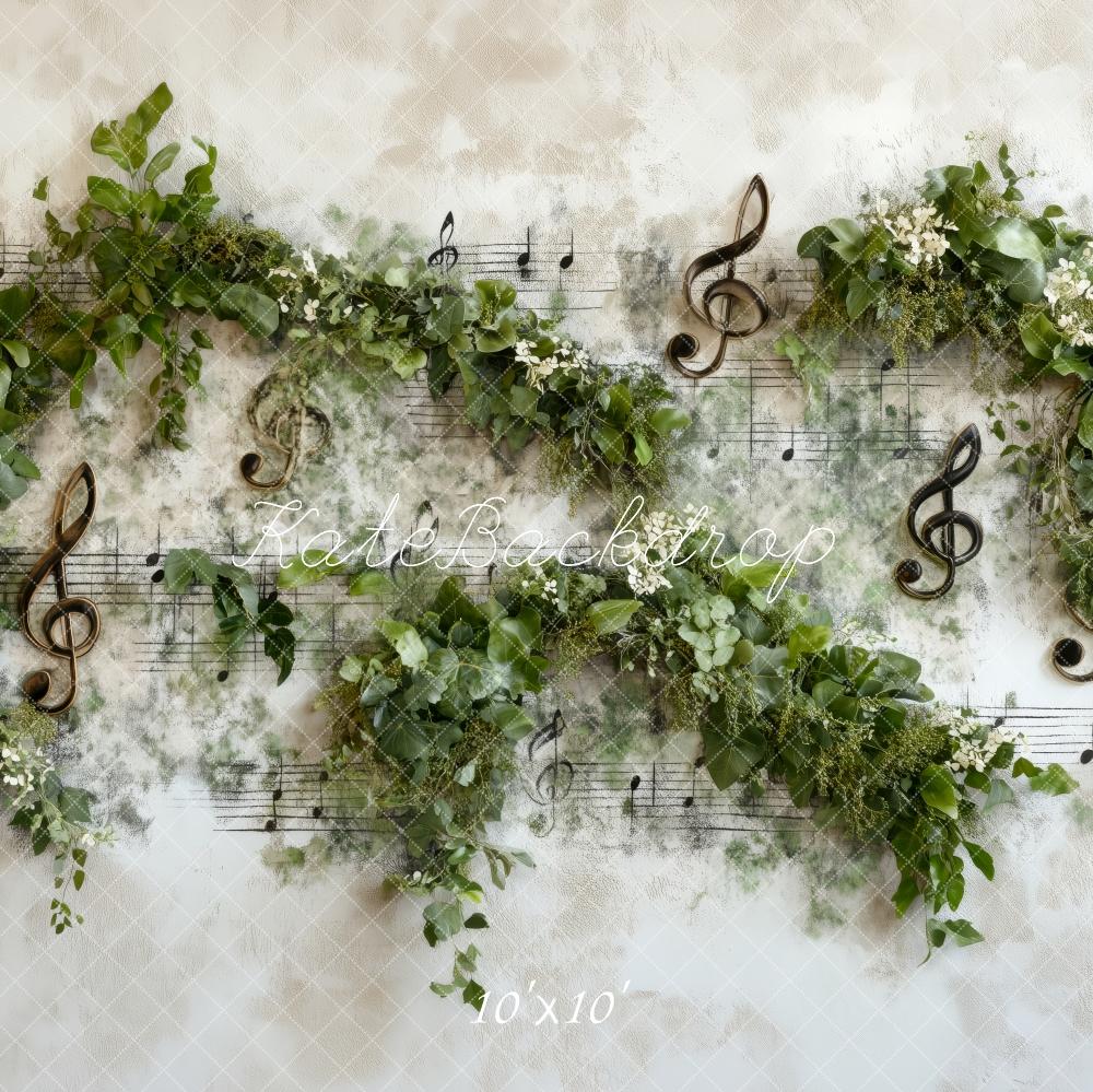 Kate Music Notes Greenery Backdrop Designed by Patty Roberts - Kate Backdrop AU