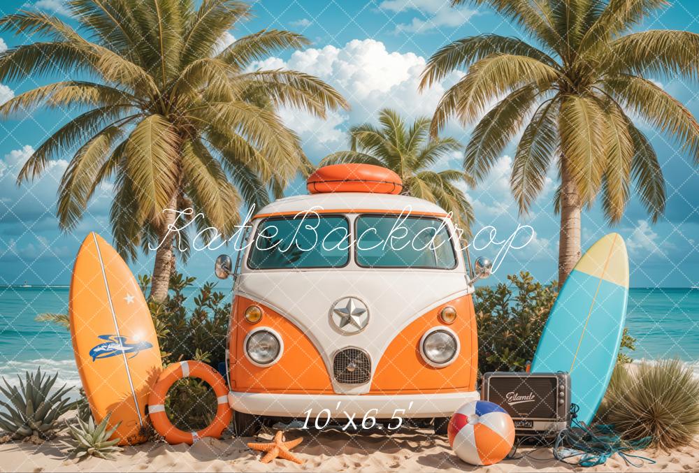 Kate Summer Van Surfboards Palm Trees Backdrop Designed by Emetselch