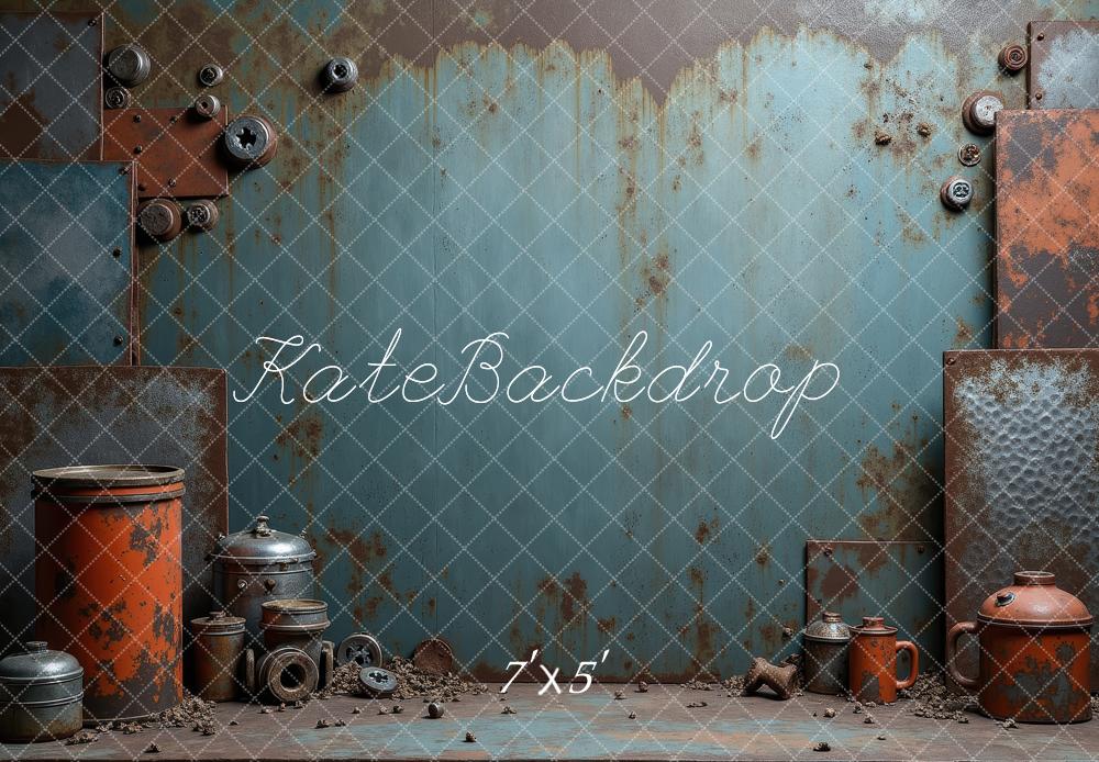 Kate Rusty Metal Wall Industrial Backdrop Designed by Laura Bybee - Kate Backdrop AU