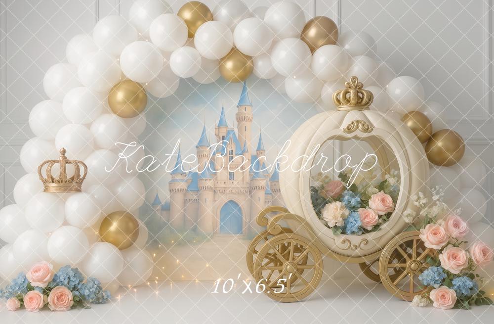 Kate Castle Carriage Balloons Backdrop Designed by Ashley Paul
