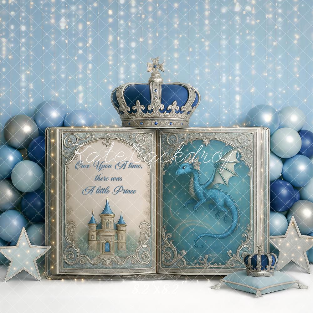 Kate Blue Dragon Crown Stars Book Backdrop Designed by Ashley Paul - Kate Backdrop AU