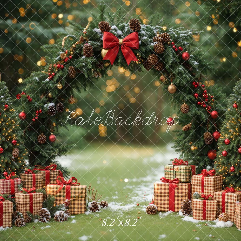Kate Christmas Arch Presents Trees Backdrop Designed by Emetselch - Kate Backdrop AU