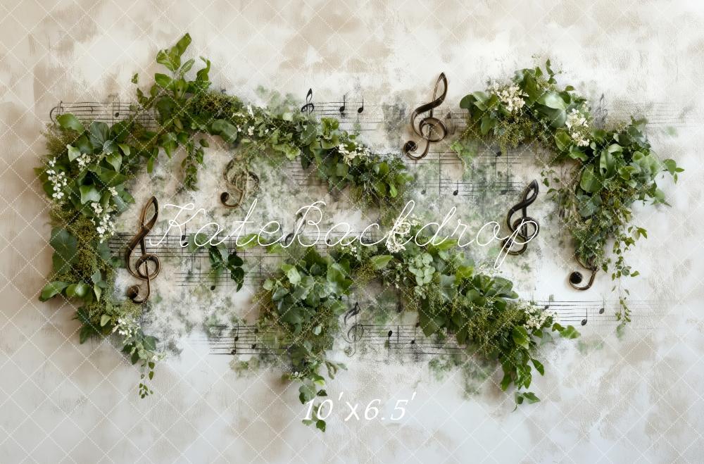 Kate Music Notes Greenery Backdrop Designed by Patty Roberts - Kate Backdrop AU