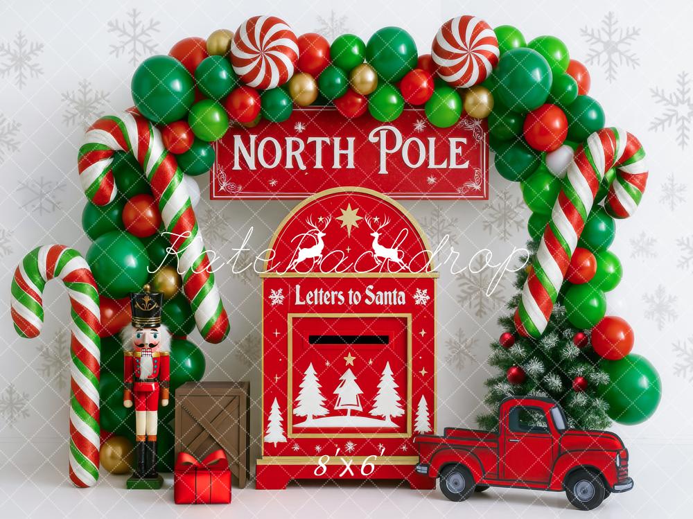Kate Christmas North Pole Candy Canes Backdrop Designed by Mini MakeBelieve