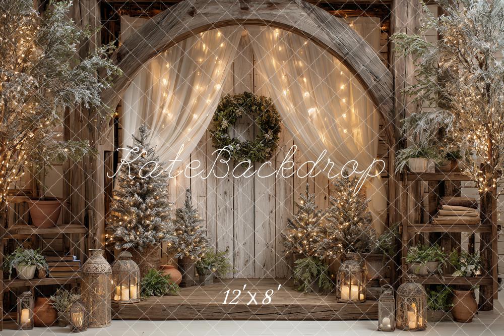 Kate Christmas Rustic Archway Trees Backdrop Designed by Ashley Paul