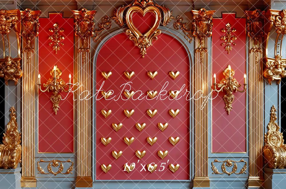 Kate Red Gold Ornate Heart Arch Backdrop Designed by Mini MakeBelieve