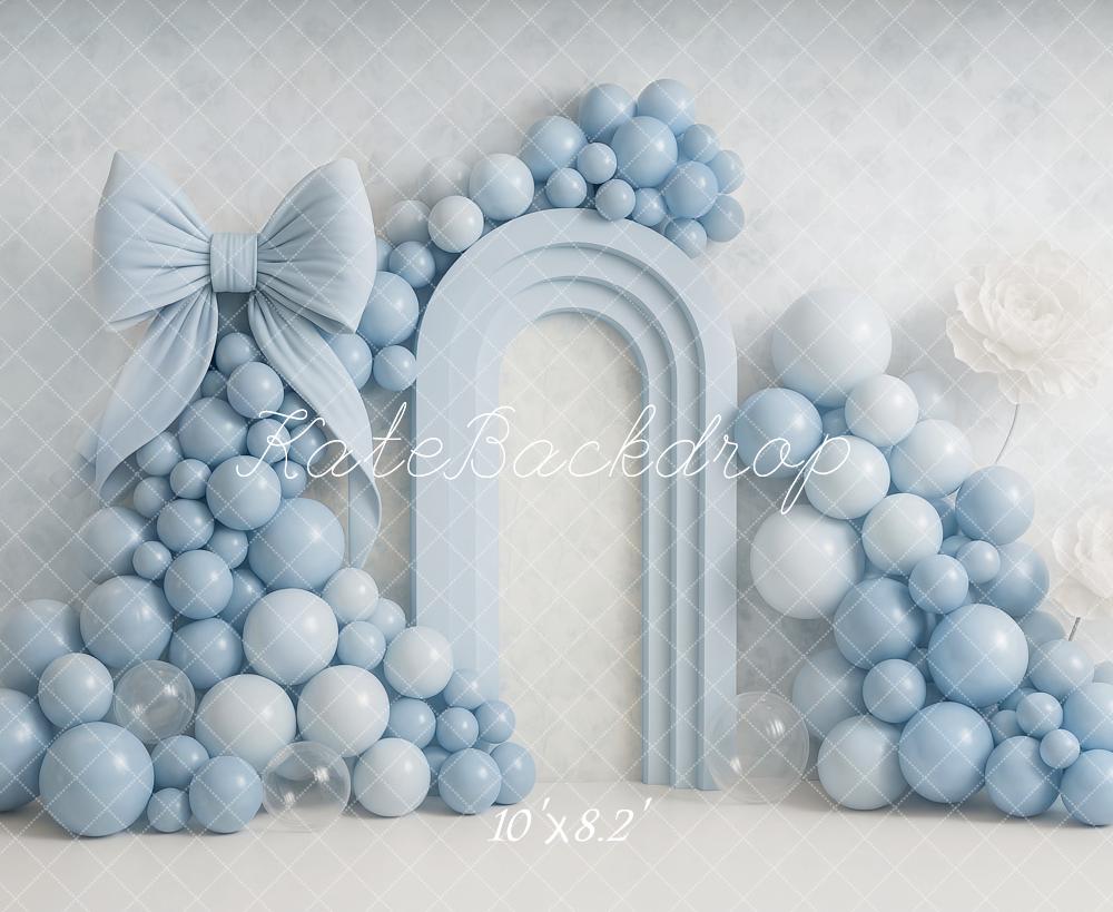 Kate Blue Balloon Arch Bow Backdrop Designed by Ashley Paul - Kate Backdrop AU