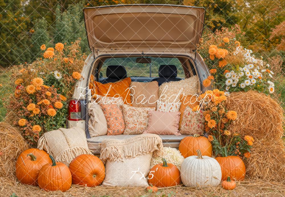 Kate Fall Truck Hay Bales Pumpkins Backdrop Designed by Emetselch