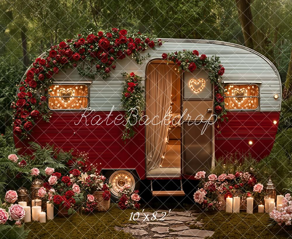 Kate Caravan Roses Forest Fleece Backdrop Designed by Emetselch