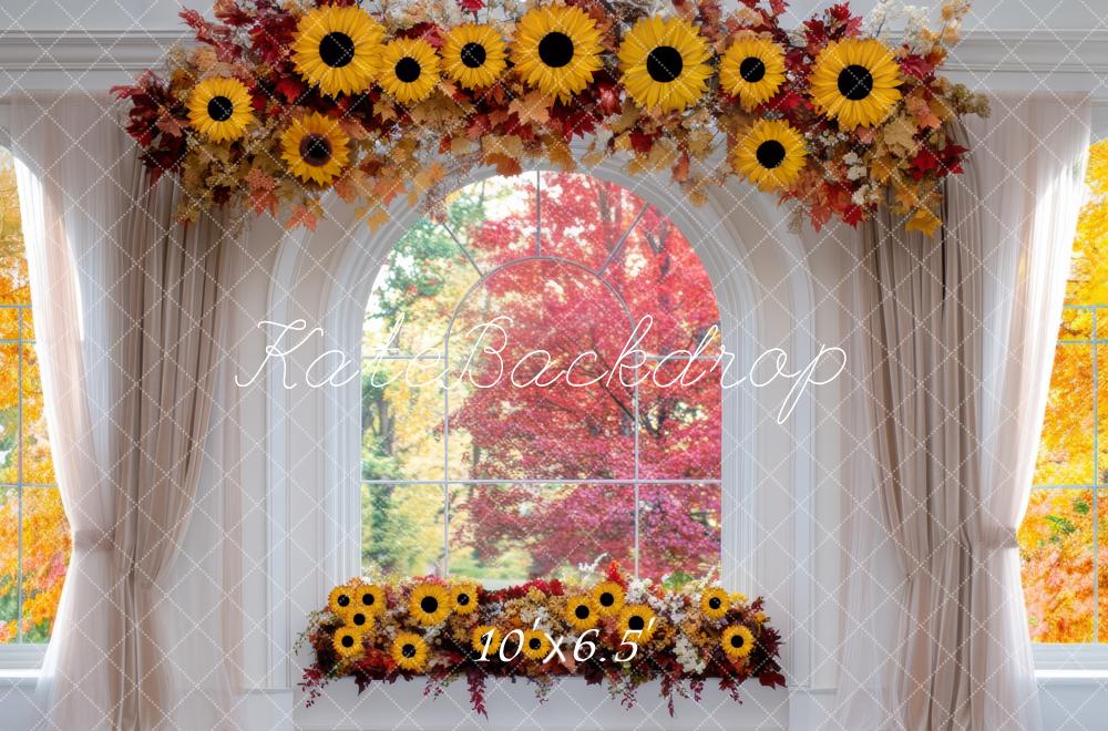 Kate Autumn Sunflower Window Backdrop Designed by Mini MakeBelieve - Kate Backdrop AU