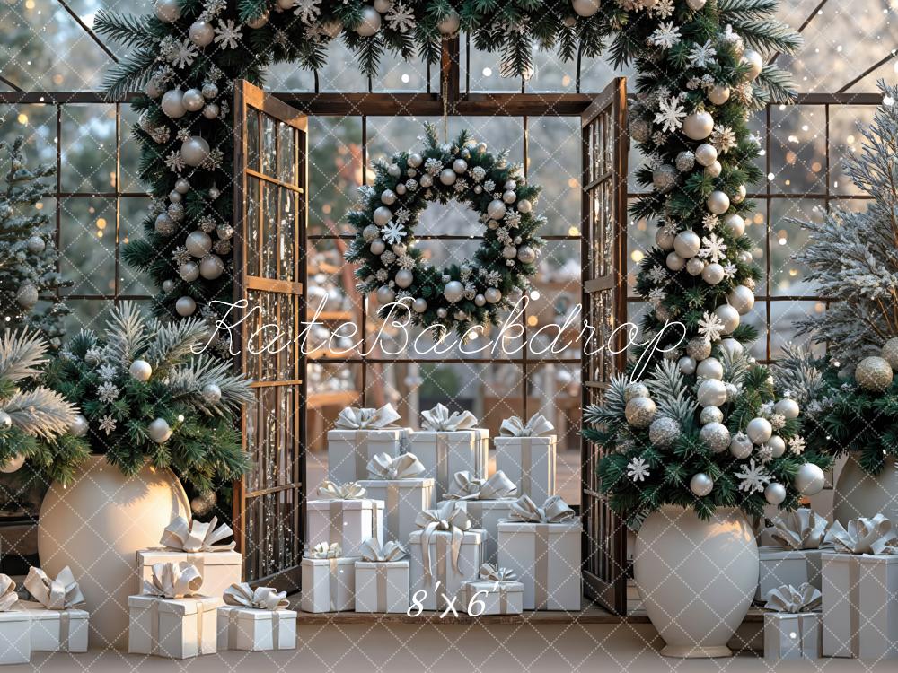 Kate Christmas Wreath Presents Backdrop Designed by Mini MakeBelieve