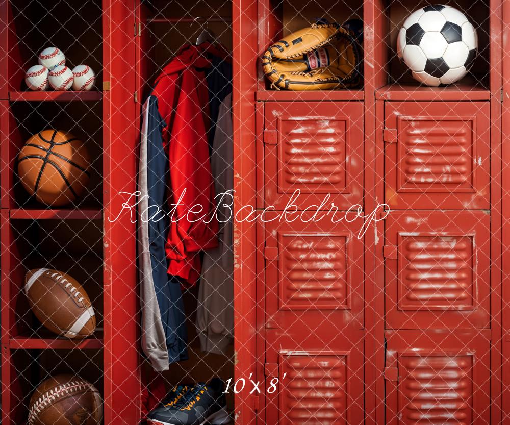 Kate Sports Locker Room Red Backdrop Designed by Emetselch