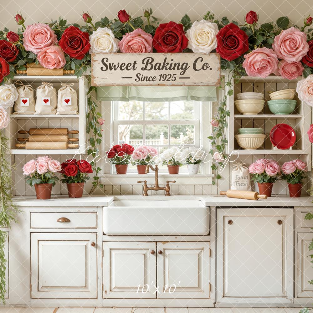 Kate Baking Kitchen Roses Vintage Cabinet Backdrop Designed by Emetselch