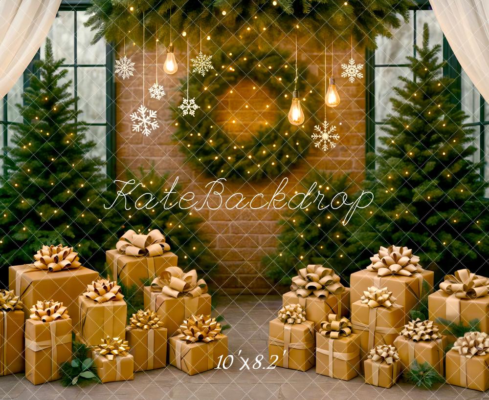 Kate Christmas Presents Pine Trees Backdrop Designed by Mini MakeBelieve - Kate Backdrop AU