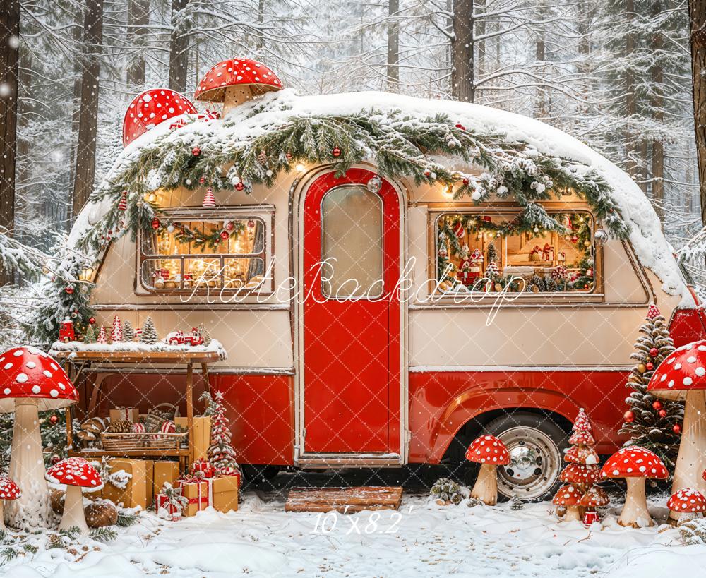 Kate Christmas Snow Mushrooms Backdrop Designed by Emetselch - Kate Backdrop AU