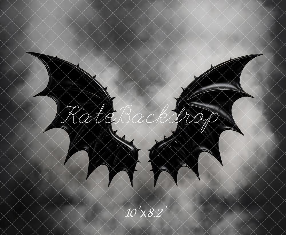 Kate Black Bat Wings Grey Smoke Backdrop Designed by Mini MakeBelieve