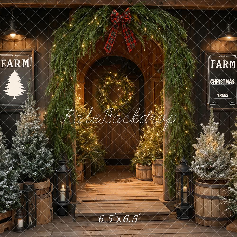 Kate Christmas Farm Tree Wooden Backdrop Designed by Emetselch