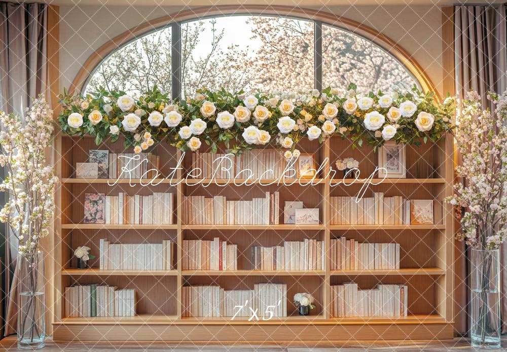 Kate Flower Arch Bookshelves Window Backdrop Designed by Mini MakeBelieve