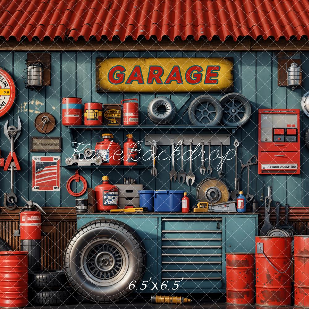 Kate Garage Tools Tyres Shelves Backdrop Designed by Emetselch