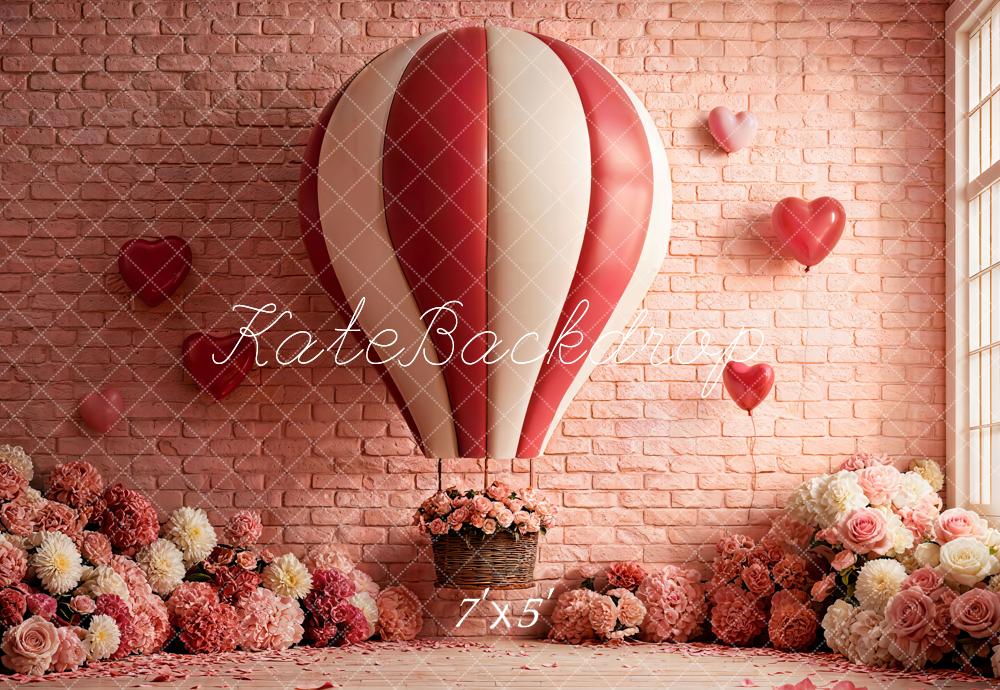 Kate Hot Air Balloon Heart Brick Backdrop Designed by Emetselch