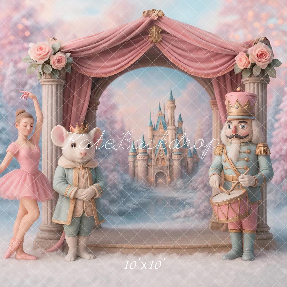 Kate Nutcracker Ballet Castle Arch Pink Backdrop Designed by Ashley Paul - Kate Backdrop AU