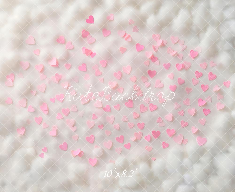 Kate Pink Hearts Soft Clouds Backdrop Designed by Chain - Kate Backdrop AU