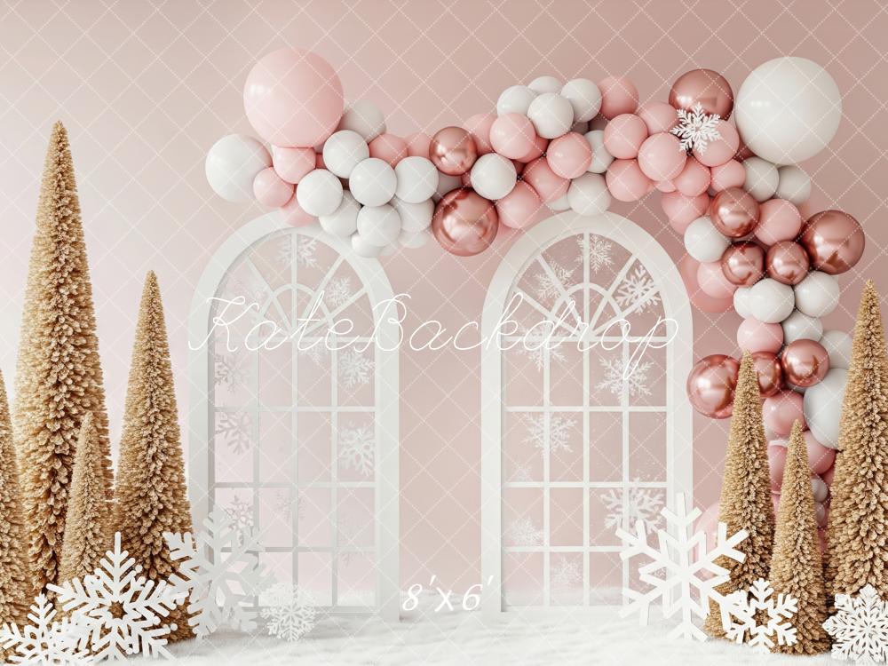 Kate Christmas Pink Balloon Trees Backdrop Designed by Patty Roberts