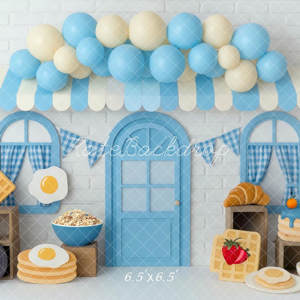 Kate Breakfast Café Waffles Pancakes Cake Smash Backdrop Designed by Mini MakeBelieve