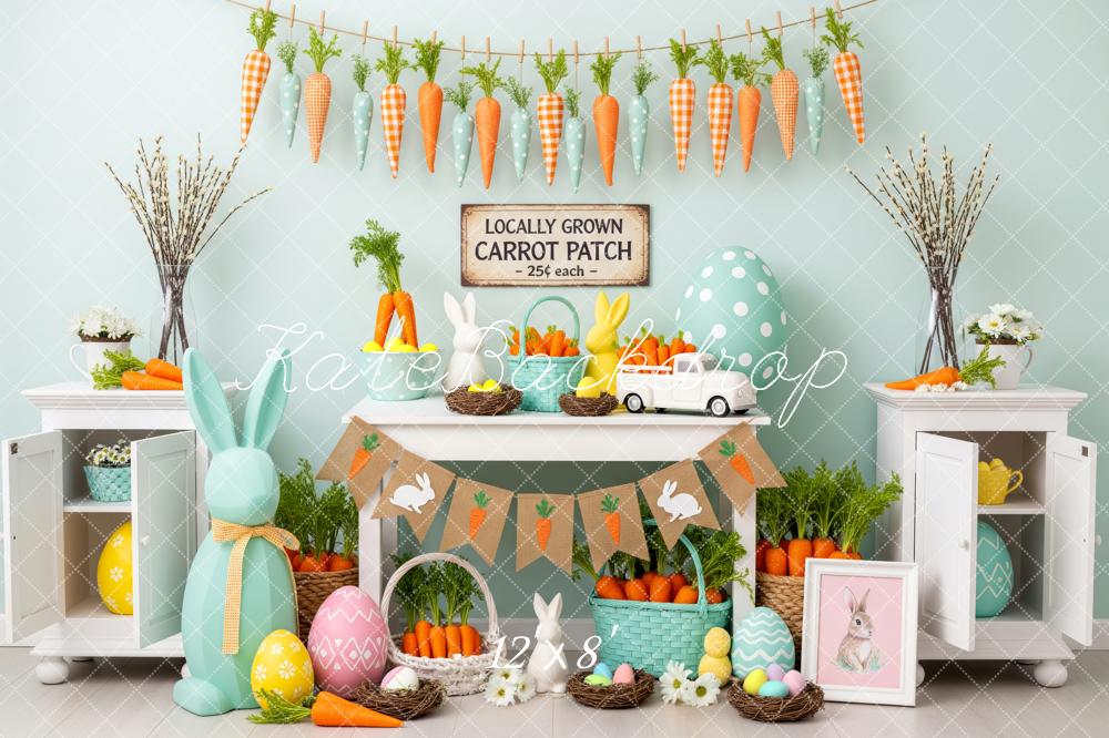Kate Easter Bunny Carrots Eggs Backdrop Designed by Patty Roberts