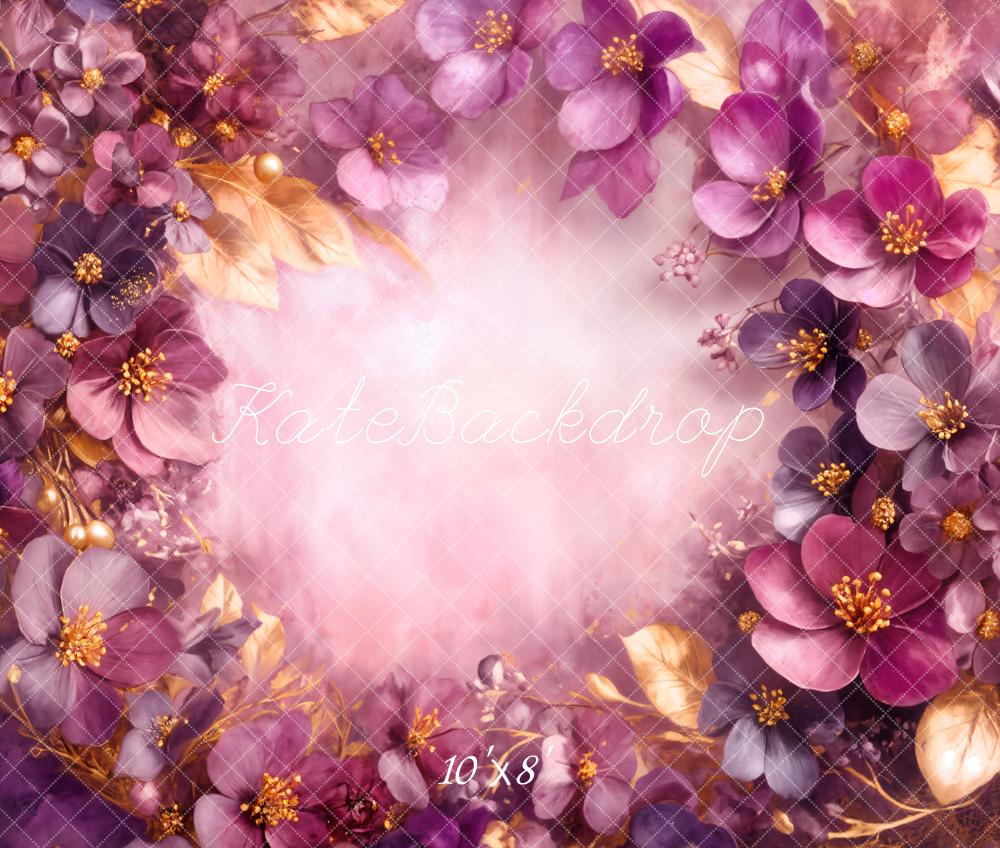 Kate Floral Leaves Newborn Fleece Backdrop Designed by GQ