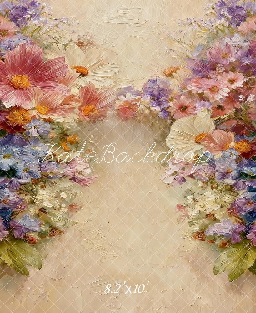 Kate Flower Arch Pastel Cream Fleece Backdrop Designed by Chain