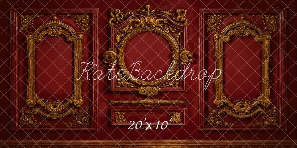 Lightning Deals-C1 Kate Vintage Ornate Gold Red Wall Backdrop Designed by Emetselch