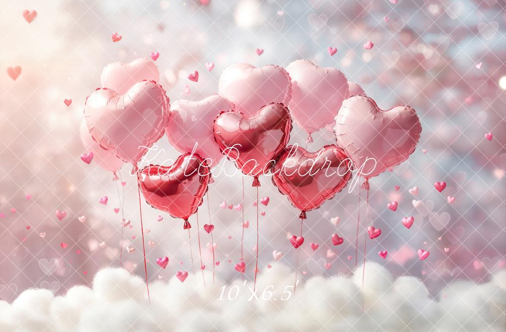 Kate Heart Balloons Pink Cloud Backdrop Designed by Chain - Kate Backdrop AU