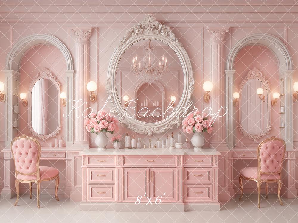Kate Doll Pink Vanity Mirror Flowers Backdrop Designed by Ashley Paul