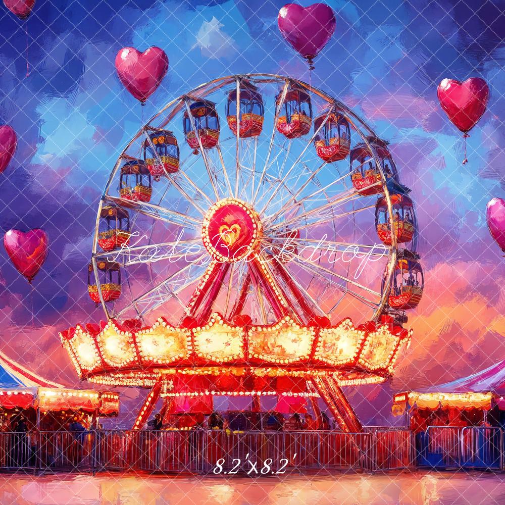 Kate Carnival Ferris Wheel Heart Balloons Backdrop Designed by Emetselch