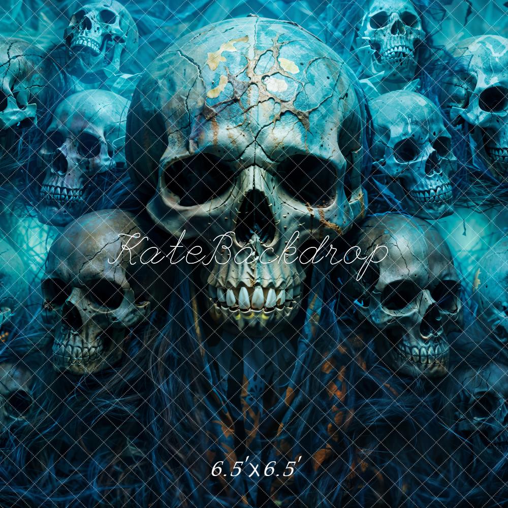 Kate Halloween Skulls Smoke Night Backdrop Designed by Chain
